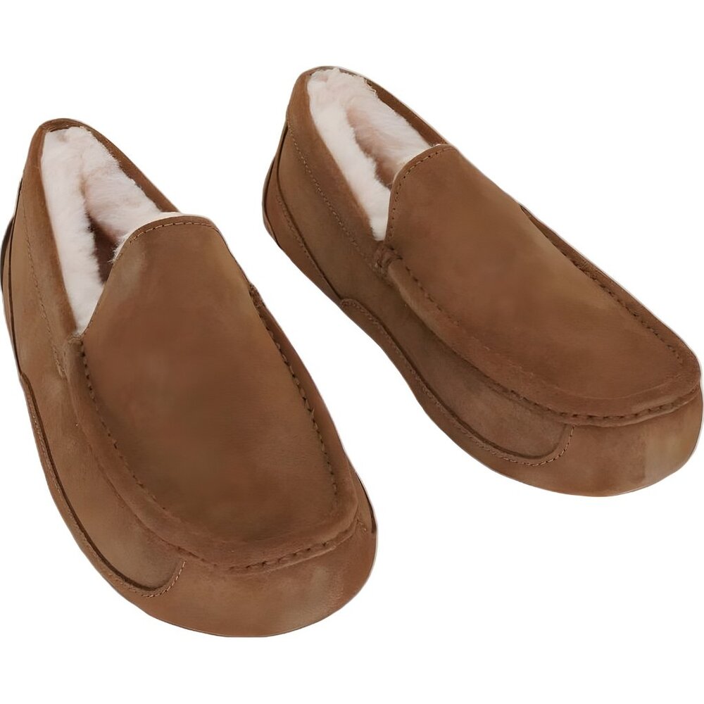 Men's Brown Suede Slip-On Moccasin with Shearling Lining